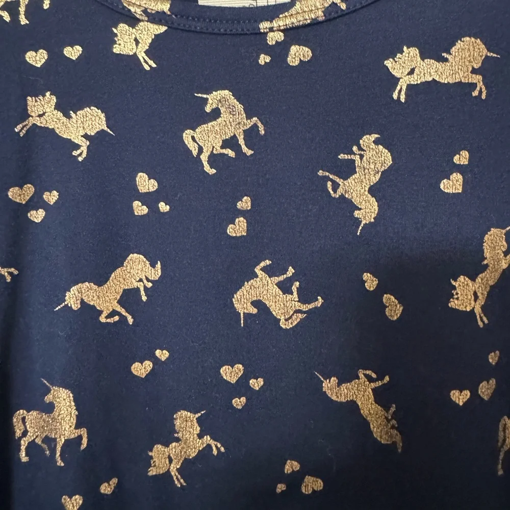 Lily Bleu Girls Size 7/8 Dark Blue Unicorn Shirt